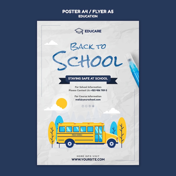 PSD gratuito plantilla de cartel vertical para regreso a clases.