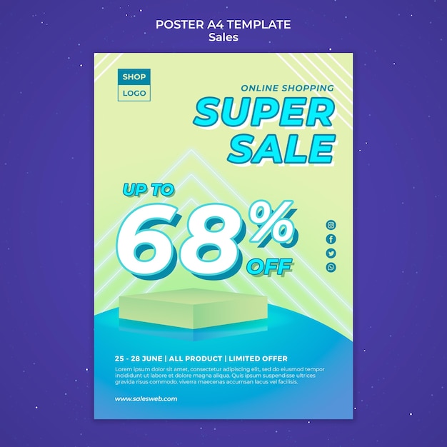 PSD gratuito plantilla de cartel vertical para super venta