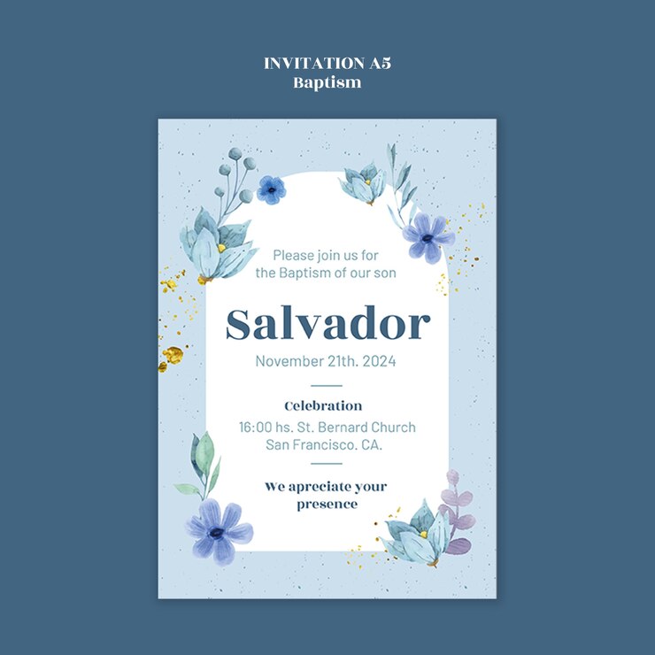 PSD gratuito plantilla para la celebración del bautismo