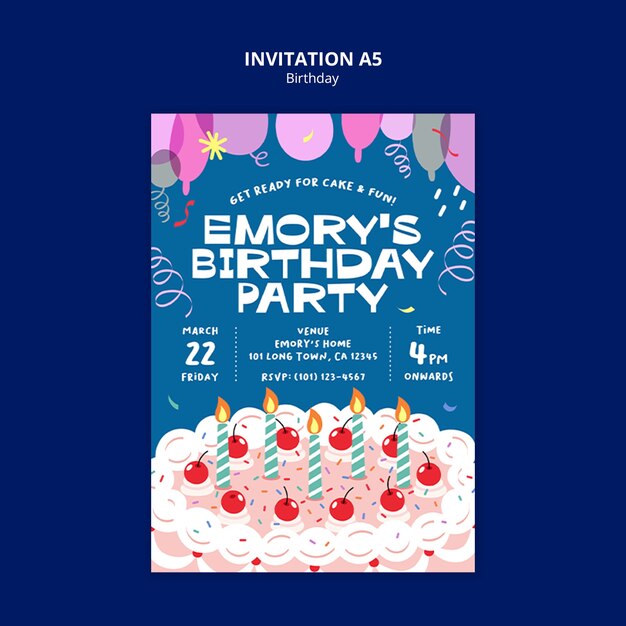 plantilla de celebración de cumpleaños de diseño plano