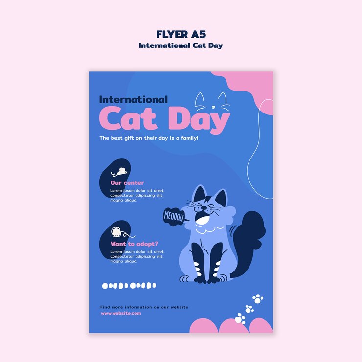 PSD gratuito plantilla de celebración del día internacional del gato