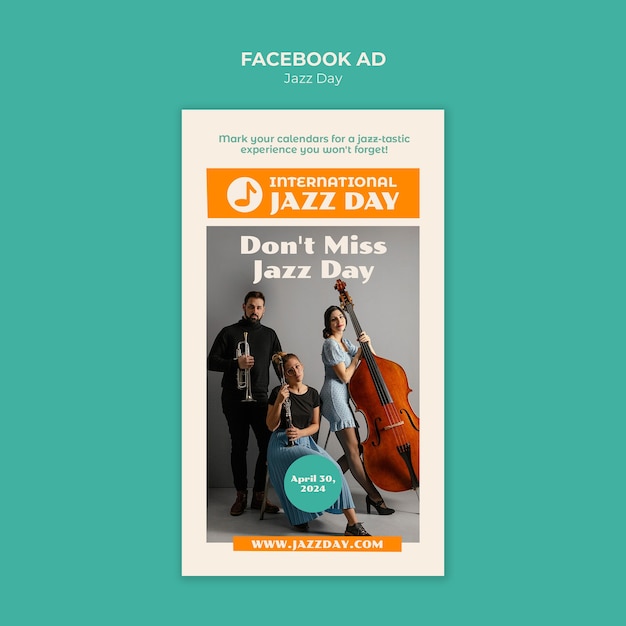 PSD gratuito plantilla de celebración del día del jazz