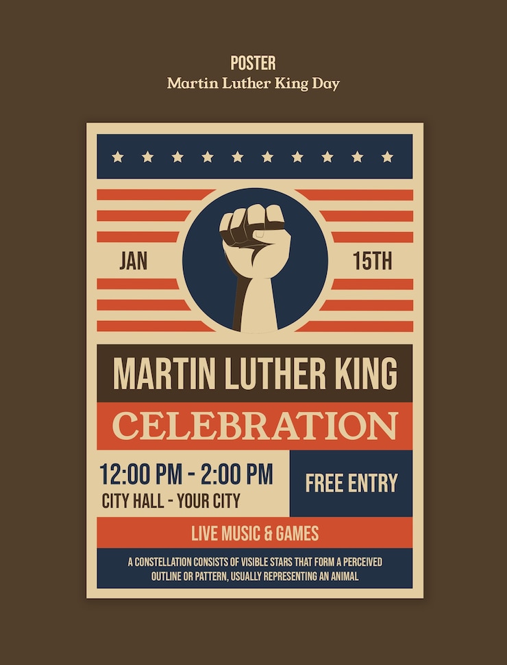 PSD gratuito plantilla de celebración del día de martin luther king