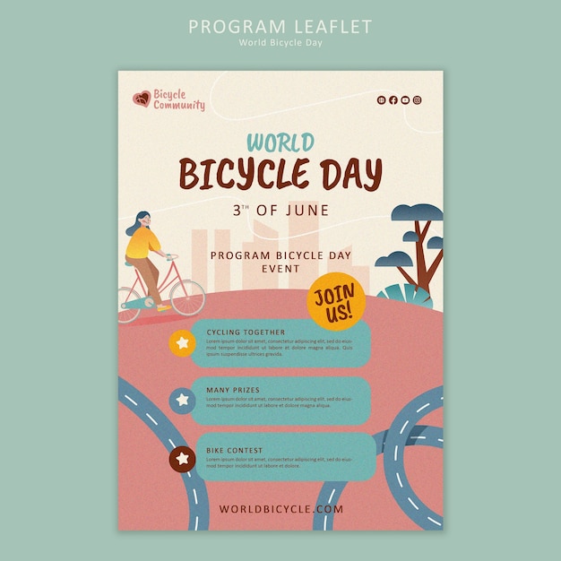 Plantilla para la celebración del día mundial de la bicicleta