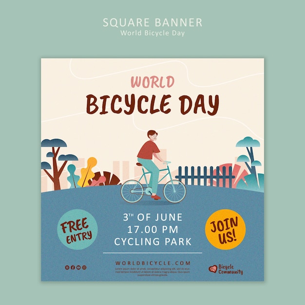 PSD gratuito plantilla para la celebración del día mundial de la bicicleta