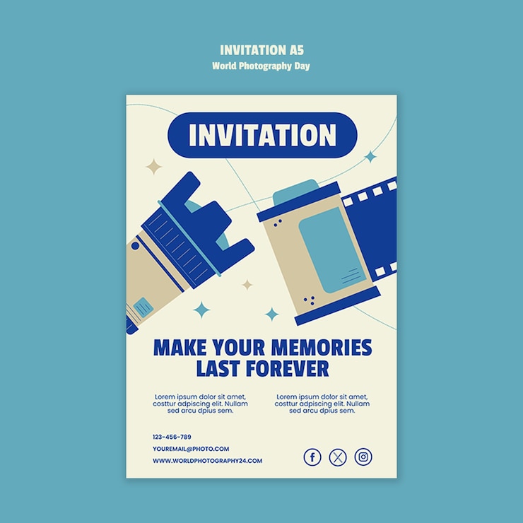 PSD gratuito plantilla de celebración del día mundial de la fotografía
