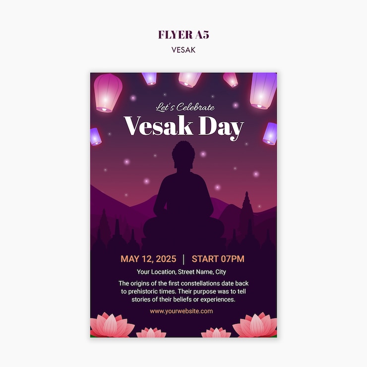 PSD gratuito plantilla de celebración del día de vesak