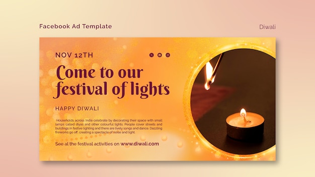 plantilla de la celebración de Diwali en Facebook