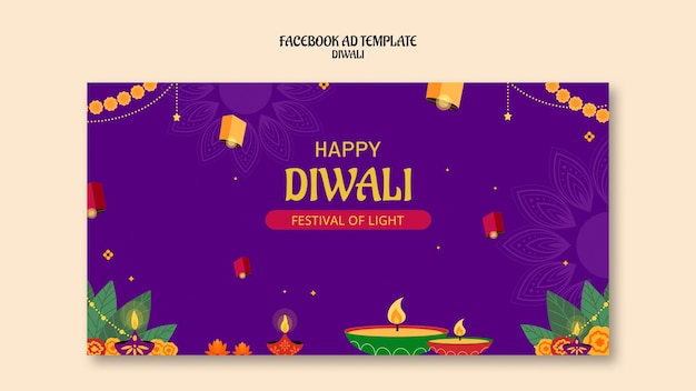 PSD gratuito plantilla de la celebración de diwali en facebook