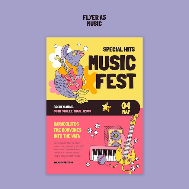 PSD gratuito plantilla de celebración de un festival de música