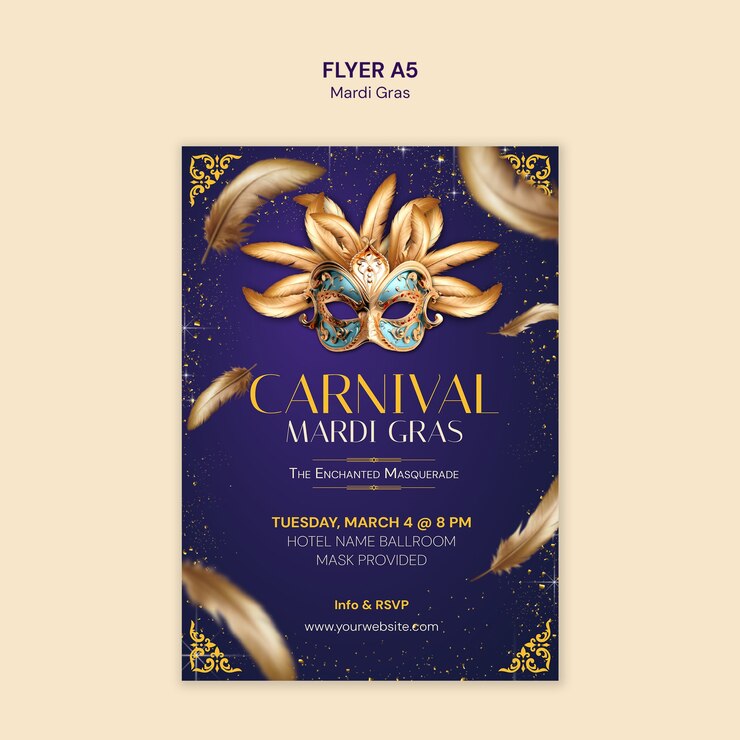 PSD gratuito plantilla de la celebración del mardi gras