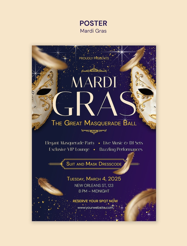 PSD gratuito plantilla de la celebración del mardi gras