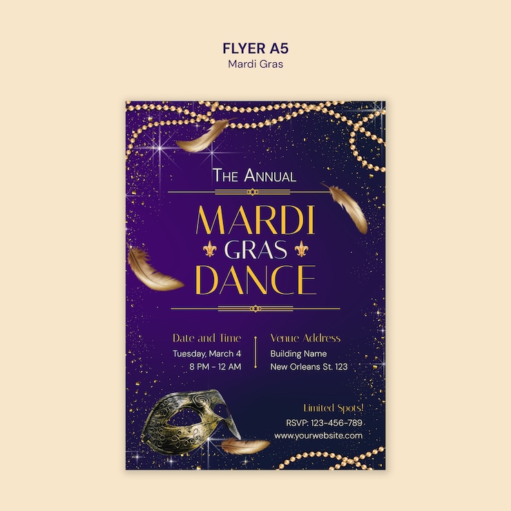 PSD gratuito plantilla de la celebración del mardi gras