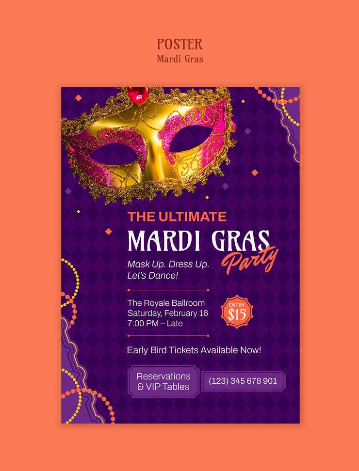 PSD gratuito plantilla de la celebración del mardi gras