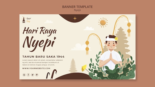 Plantilla de celebración de nyepi de diseño plano