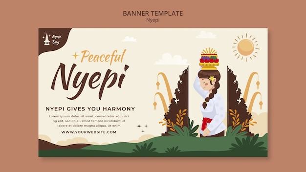 PSD gratuito plantilla de celebración de nyepi de diseño plano