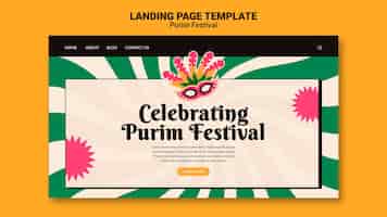PSD gratuito plantilla de celebración de purim de diseño plano