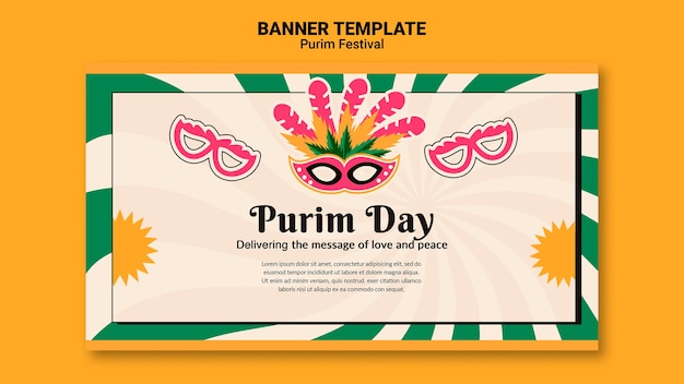 Plantilla de celebración de purim de diseño plano