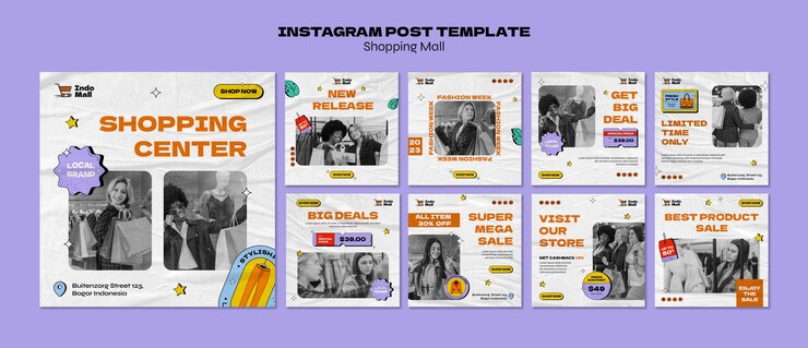 PSD gratuito plantilla de centro comercial de diseño plano