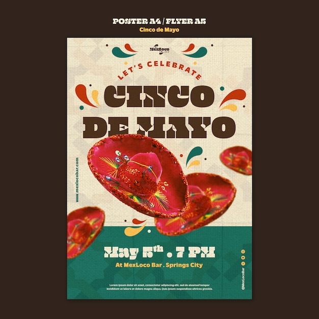 Plantilla de cinco de mayo de diseño plano