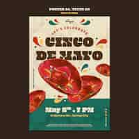 PSD gratuito plantilla de cinco de mayo de diseño plano