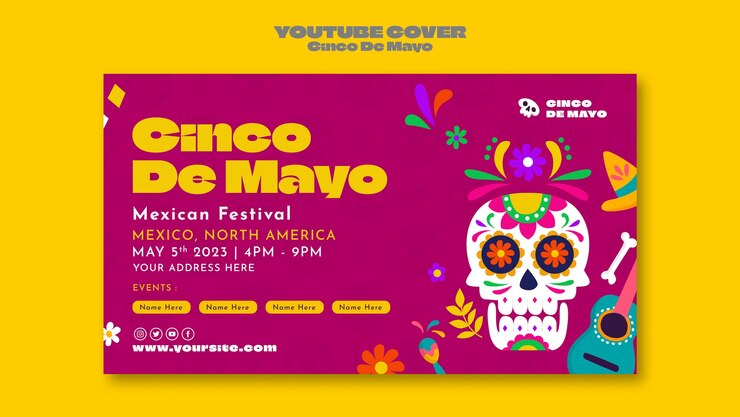 PSD gratuito plantilla de cinco de mayo de diseño plano
