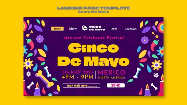 Plantilla de cinco de mayo de diseño plano