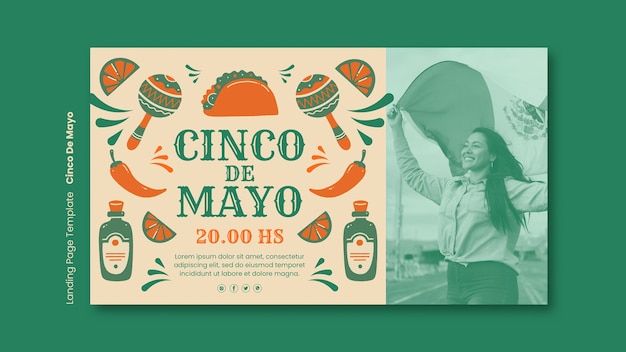 PSD gratuito plantilla de cinco de mayo de diseño plano