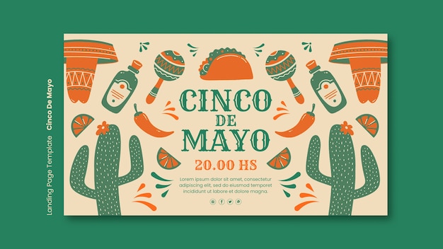 PSD gratuito plantilla de cinco de mayo de diseño plano