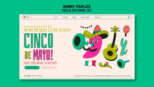 Plantilla de cinco de mayo de diseño plano