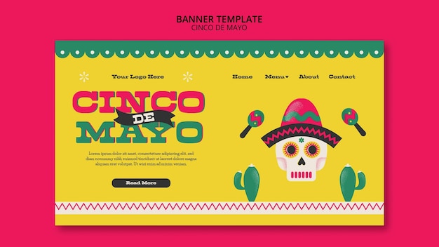 PSD gratuito plantilla de cinco de mayo de diseño plano