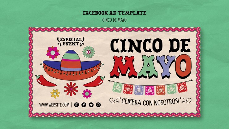 PSD gratuito plantilla de cinco de mayo de diseño plano