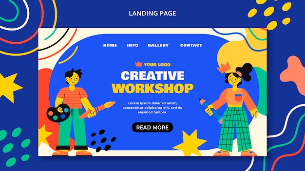 PSD gratuito plantilla de clase de arte de diseño plano