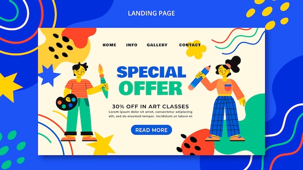 Plantilla de clase de arte de diseño plano