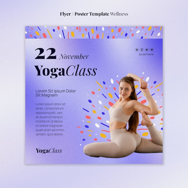 PSD gratuito plantilla de clase de yoga degradado