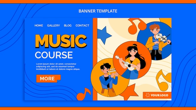 PSD gratuito plantilla de clases de música de diseño plano