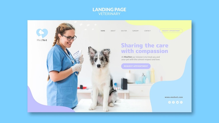 PSD gratuito plantilla de clínica veterinaria de página de destino