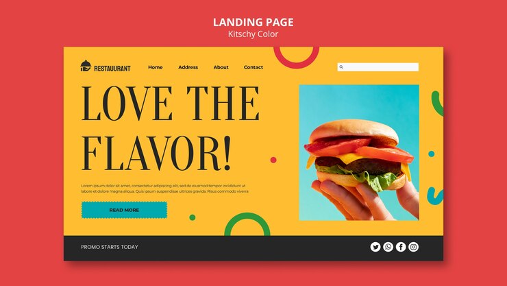 PSD gratuito plantilla de colores kitsch de diseño plano