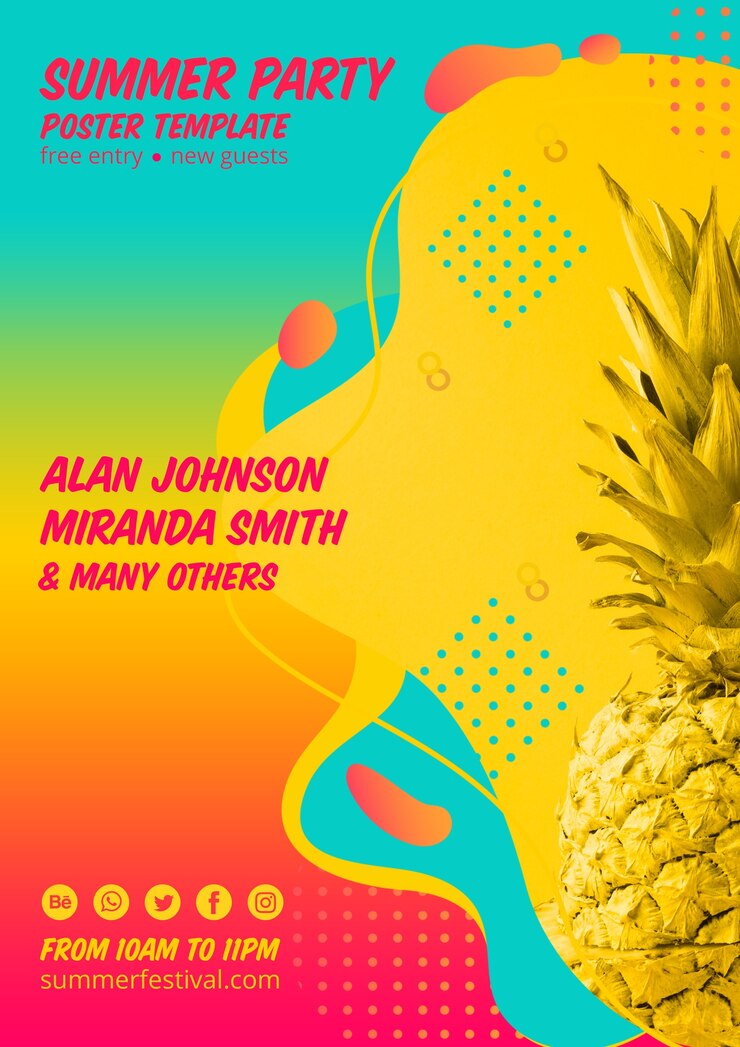 PSD gratuito plantilla colorida de cartel de fiesta de verano