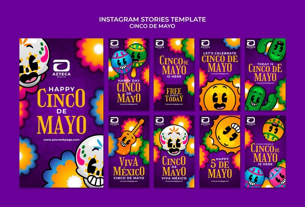 Plantilla colorida de cinco de mayo