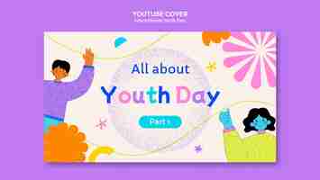 PSD gratuito plantilla colorida de portada de youtube del día internacional de la juventud