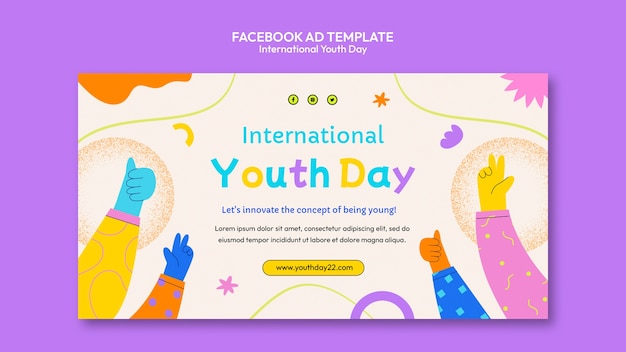 Plantilla colorida de promoción de redes sociales del día internacional de la juventud