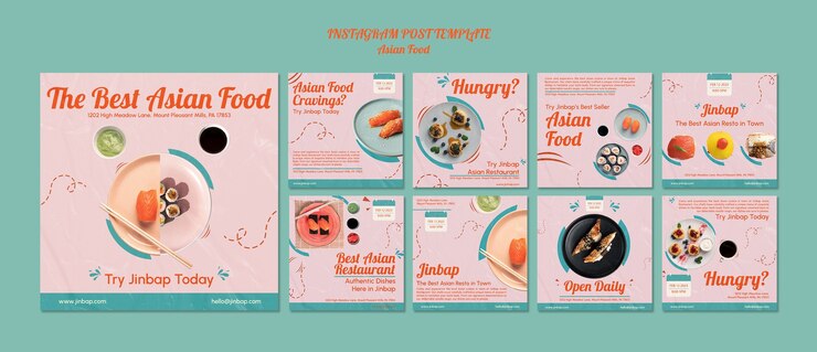 PSD gratuito plantilla de comida asiática de diseño plano
