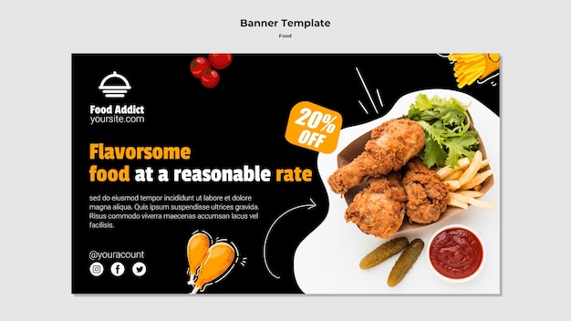 PSD gratuito plantilla de comida de banner de diseño plano