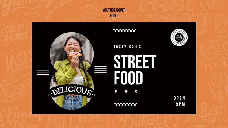 PSD gratuito plantilla de comida callejera de diseño plano