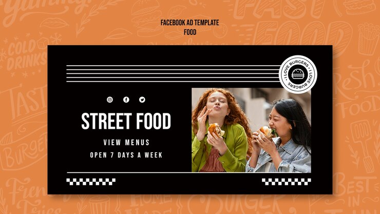 PSD gratuito plantilla de comida callejera de diseño plano