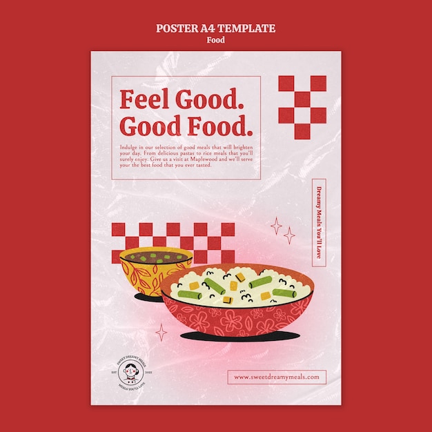 PSD gratuito plantilla de comida de diseño plano