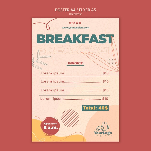 Plantilla de comida de diseño plano