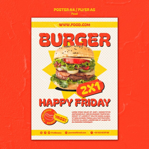 Plantilla de comida de diseño plano