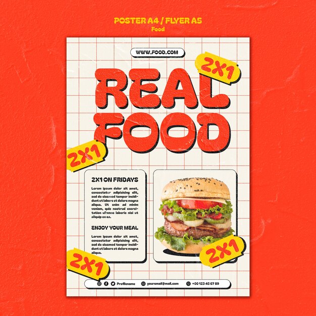Plantilla de comida de diseño plano